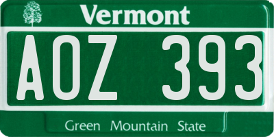 VT license plate AOZ393