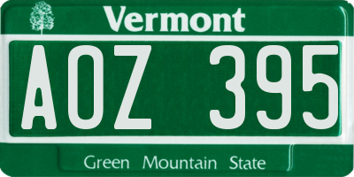 VT license plate AOZ395