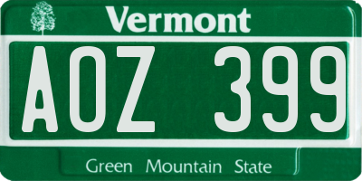 VT license plate AOZ399