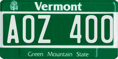 VT license plate AOZ400
