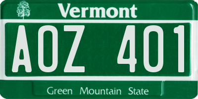 VT license plate AOZ401