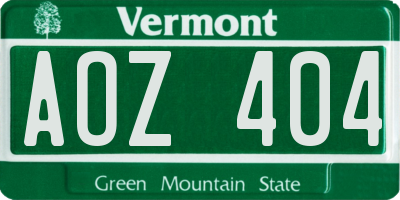 VT license plate AOZ404