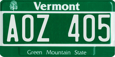 VT license plate AOZ405