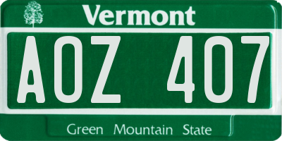 VT license plate AOZ407