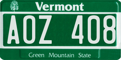 VT license plate AOZ408