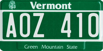 VT license plate AOZ410