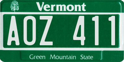 VT license plate AOZ411