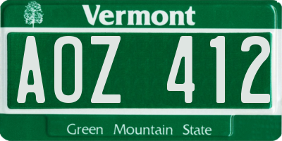 VT license plate AOZ412