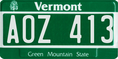 VT license plate AOZ413