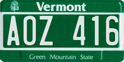 VT license plate AOZ416