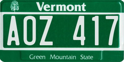 VT license plate AOZ417