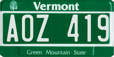 VT license plate AOZ419