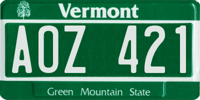 VT license plate AOZ421