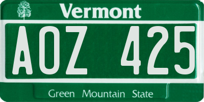 VT license plate AOZ425