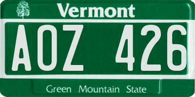 VT license plate AOZ426