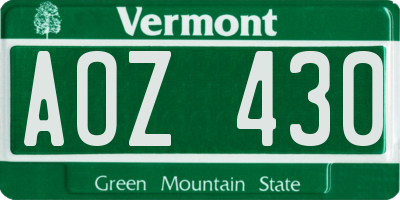 VT license plate AOZ430