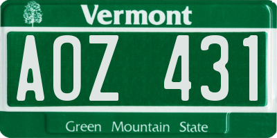 VT license plate AOZ431