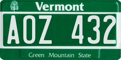 VT license plate AOZ432