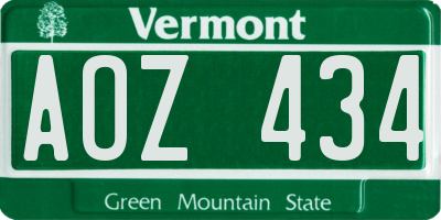 VT license plate AOZ434