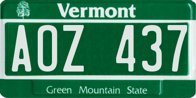 VT license plate AOZ437