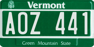 VT license plate AOZ441