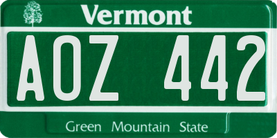 VT license plate AOZ442