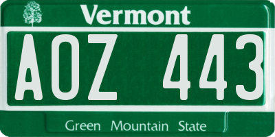 VT license plate AOZ443