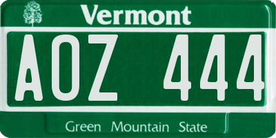 VT license plate AOZ444
