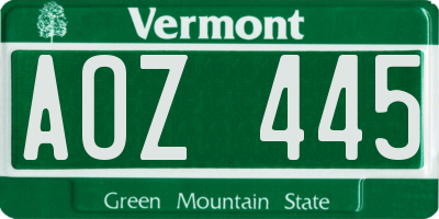 VT license plate AOZ445