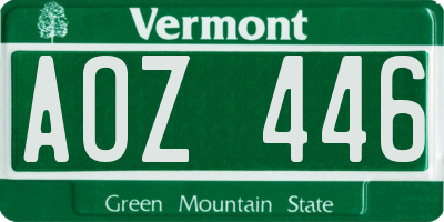 VT license plate AOZ446