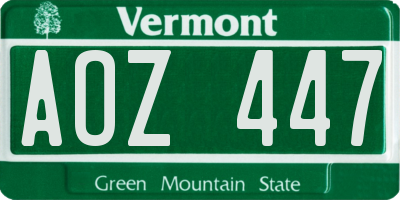 VT license plate AOZ447