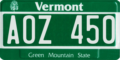 VT license plate AOZ450