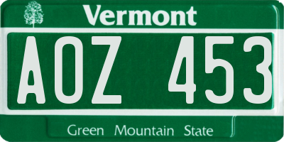 VT license plate AOZ453