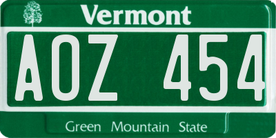VT license plate AOZ454