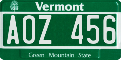 VT license plate AOZ456