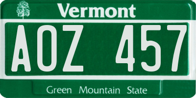 VT license plate AOZ457