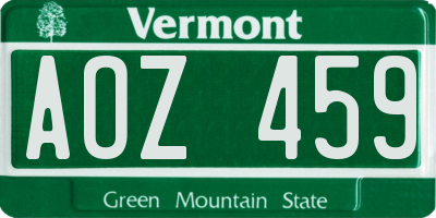 VT license plate AOZ459