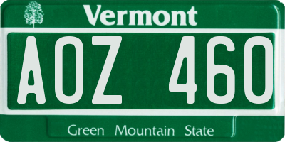 VT license plate AOZ460
