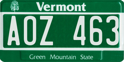 VT license plate AOZ463