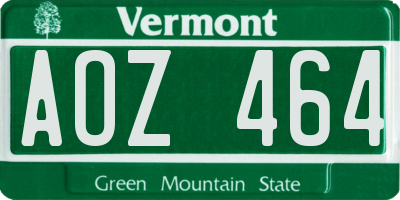 VT license plate AOZ464