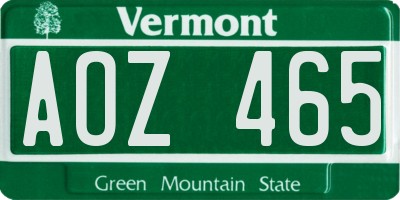 VT license plate AOZ465