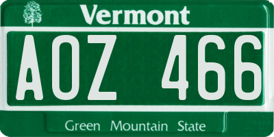VT license plate AOZ466