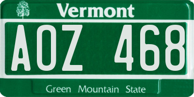 VT license plate AOZ468