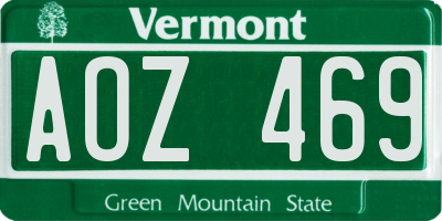 VT license plate AOZ469
