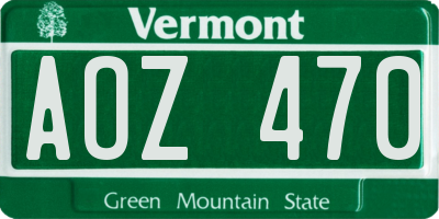 VT license plate AOZ470