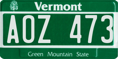 VT license plate AOZ473