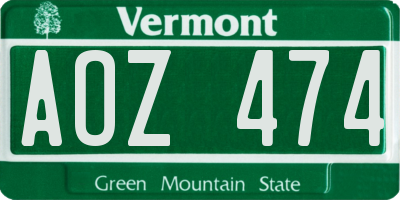 VT license plate AOZ474