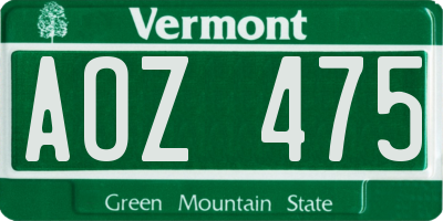 VT license plate AOZ475