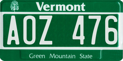 VT license plate AOZ476