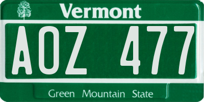 VT license plate AOZ477